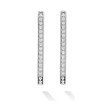 Load image into Gallery viewer, Lagos Sterling Silver Caviar Spark Diamond Linear Hoops