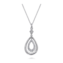 Load image into Gallery viewer, Gabriel Sterling Silver White Sapphire Bujukan Teardrop Pendant Necklace