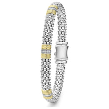 Load image into Gallery viewer, Lagos 18K and Sterling Silver Triple Diamond Station Caviar Bracelet