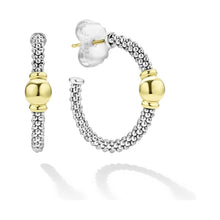 Load image into Gallery viewer, Lagos 18K & Sterling Silver Caviar Station Hoop Earrings
