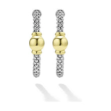 Load image into Gallery viewer, Lagos 18K & Sterling Silver Caviar Station Hoop Earrings