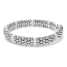 Load image into Gallery viewer, Lagos Sterling Silver & Pink Caviar Single Diamond Station Bracelet