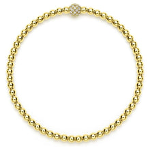 Load image into Gallery viewer, Lagos 18K Caviar Gold Pave Diamond 3mm Ball Stretch Bracelet