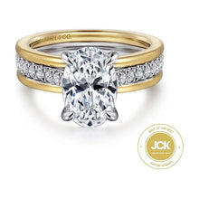 Load image into Gallery viewer, Gabriel "Feah" 14K Two-Tone Wide Band Oval Diamond Engagement Ring