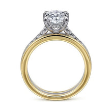 Load image into Gallery viewer, Gabriel "Feah" 14K Two-Tone Wide Band Oval Diamond Engagement Ring