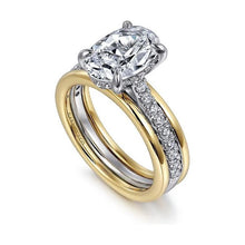 Load image into Gallery viewer, Gabriel "Feah" 14K Two-Tone Wide Band Oval Diamond Engagement Ring