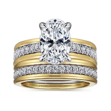 Load image into Gallery viewer, Gabriel "Feah" 14K Two-Tone Wide Band Oval Diamond Engagement Ring