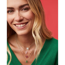 Load image into Gallery viewer, Kendra Scott Gold Snowflake Necklace in White Kyocera Opal