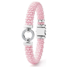 Load image into Gallery viewer, Lagos Sterling Silver Pink Caviar Ceramic Diamond Circle Bracelet