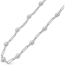 Load image into Gallery viewer, Lagos Sterling Silver Fleur Pearl Link Necklace, 18"