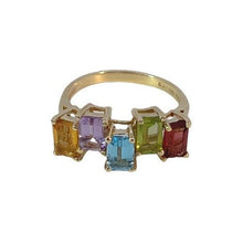 Load image into Gallery viewer, Estate 10K Yellow Gold Rainbow Gemstone Ring