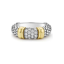 Load image into Gallery viewer, Lagos 18K & Sterling Silver Signature 6mm Caviar Diamond Station Band