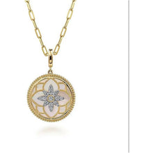 Load image into Gallery viewer, Gabriel 14K Yellow Gold Diamond Bujukan Mother of Pearl Floral Medallion