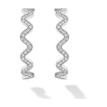 Load image into Gallery viewer, Lagos Sterling Silver Caviar Spark Wave Diamond Large Hoops