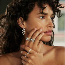Load image into Gallery viewer, Lagos Sterling Silver Caviar Spark Wave Diamond Large Hoops