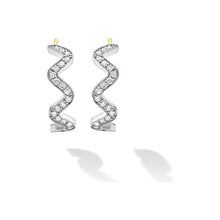 Load image into Gallery viewer, Lagos Sterling Silver Caviar Spark Wave Diamond Hoops