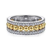 Load image into Gallery viewer, Gabriel 14K Two Tone Bujukan Diamond Wide Band