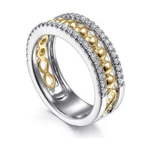 Load image into Gallery viewer, Gabriel 14K Two Tone Bujukan Diamond Wide Band
