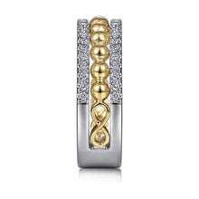 Load image into Gallery viewer, Gabriel 14K Two Tone Bujukan Diamond Wide Band