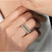 Load image into Gallery viewer, Gabriel 14K Two Tone Bujukan Diamond Wide Band