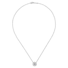 Load image into Gallery viewer, Gabriel Silver Round Filigree White Sapphire Pendant Necklace
