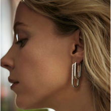 Load image into Gallery viewer, Lagos Sterling Silver Caviar Spark Diamond Linear Hoops