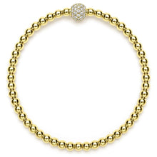 Load image into Gallery viewer, Lagos 18K Caviar Gold Pave Diamond 4mm Ball Stretch Bracelet