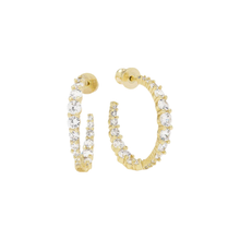 Load image into Gallery viewer, Oh She Fancy Graduated 1" Hoops in White Diamondettes