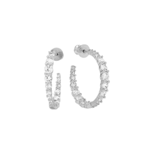 Load image into Gallery viewer, Oh She Fancy Graduated 1" Hoops in White Diamondettes