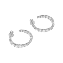 Load image into Gallery viewer, Oh She Fancy Graduated 1" Hoops in White Diamondettes