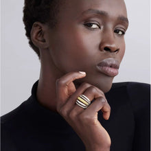 Load image into Gallery viewer, Lagos 18K & Sterling Silver Lux Five Row Diamond Wide Band