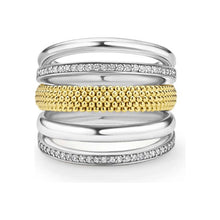 Load image into Gallery viewer, Lagos 18K & Sterling Silver Lux Five Row Diamond Wide Band