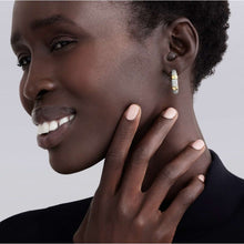 Load image into Gallery viewer, Lagos 18K & Sterling Silver Signature Caviar Diamond J-Hoop Earrings