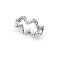 Load image into Gallery viewer, Lagos Sterling Silver Caviar Spark Diamond Wave Eternity Ring