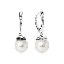 Load image into Gallery viewer, Lagos Sterling Silver Luna 10mm Pearl Drop Leverback Earrings
