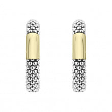 Load image into Gallery viewer, Lagos 18K and Sterling Silver High Bar 28mm Caviar Hoop Earrings