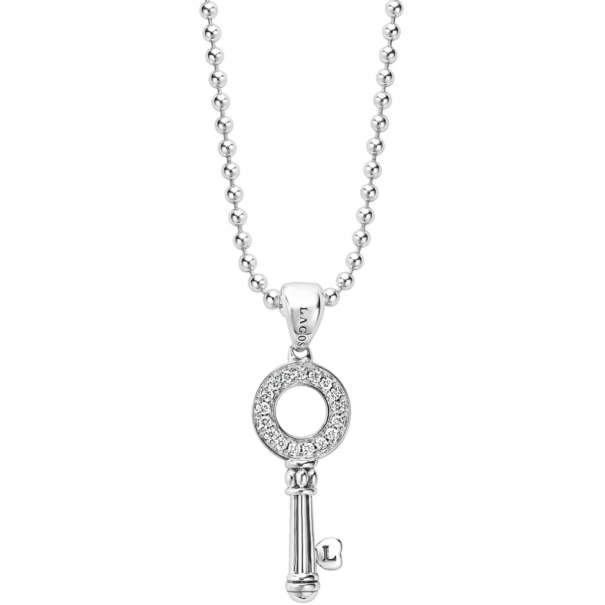 Lagos Signature Sterling Silver Key Pendant Necklace, 34