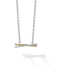Load image into Gallery viewer, Lagos 18K and Sterling Silver Caviar Lux Diamond X Station Necklace