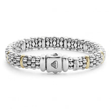 Load image into Gallery viewer, Lagos Sterling Silver and 18K Yellow Gold Caviar Signature 10 Station 9mm Bracelet