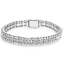 Load image into Gallery viewer, Lagos Sterling Silver Caviar Spark Diamond 11 Pave Station Bracelet