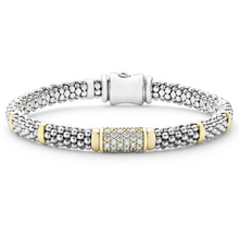 Load image into Gallery viewer, Lagos Sterling Silver & 18K Yellow Gold Signature Caviar Diamond 6mm Bracelet
