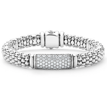 Load image into Gallery viewer, Lagos Sterling Silver Signature Caviar Diamond Station 9mm Bracelet