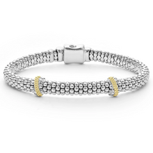 Load image into Gallery viewer, Lagos 18K and Sterling Silver Caviar Lux X-Station Diamond Bracelet