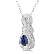 Load image into Gallery viewer, Sterling Silver Sapphire and Diamond Pendant