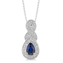 Load image into Gallery viewer, Sterling Silver Sapphire and Diamond Pendant