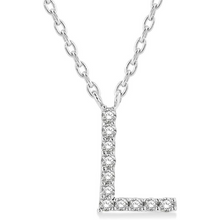 Load image into Gallery viewer, 10K White Gold Diamond Initial Necklace