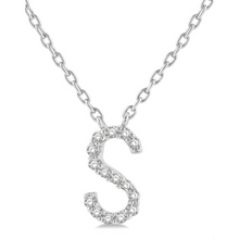 Load image into Gallery viewer, 10K White Gold Diamond Initial Necklace