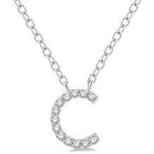 Load image into Gallery viewer, 10K White Gold Diamond Initial Necklace