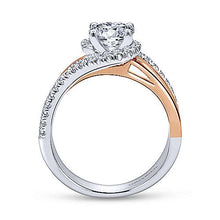 Load image into Gallery viewer, Gabriel "Everly" 14K Rose and White Gold Bypass Halo Engagement Ring
