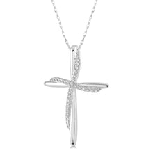 Load image into Gallery viewer, 10K  White Gold Layered Diamond Cross Pendant